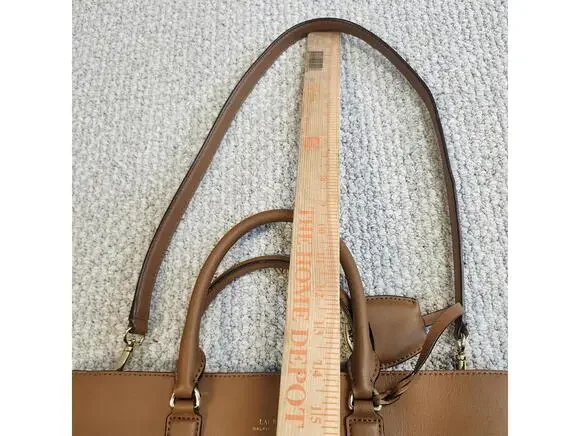 Lauren Ralph Lauren Dryden Marcy Satchel Brown Leather Women's Large - Picture 9 of 12